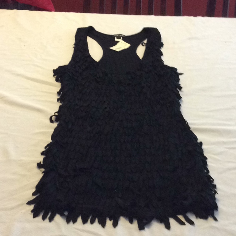 Fringe Sleeveless Top NWT Black M